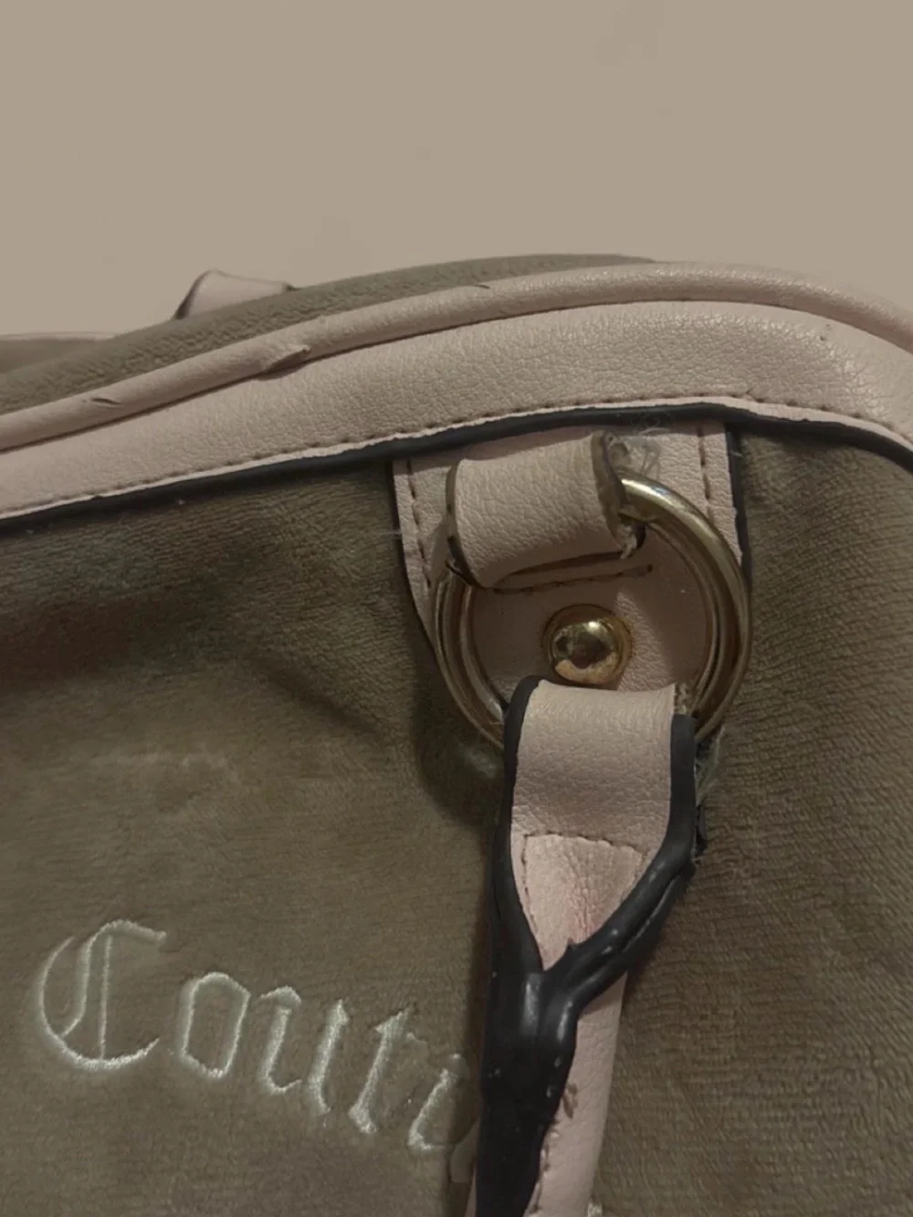 Juicy Couture Suede Satchel with Beige Trim